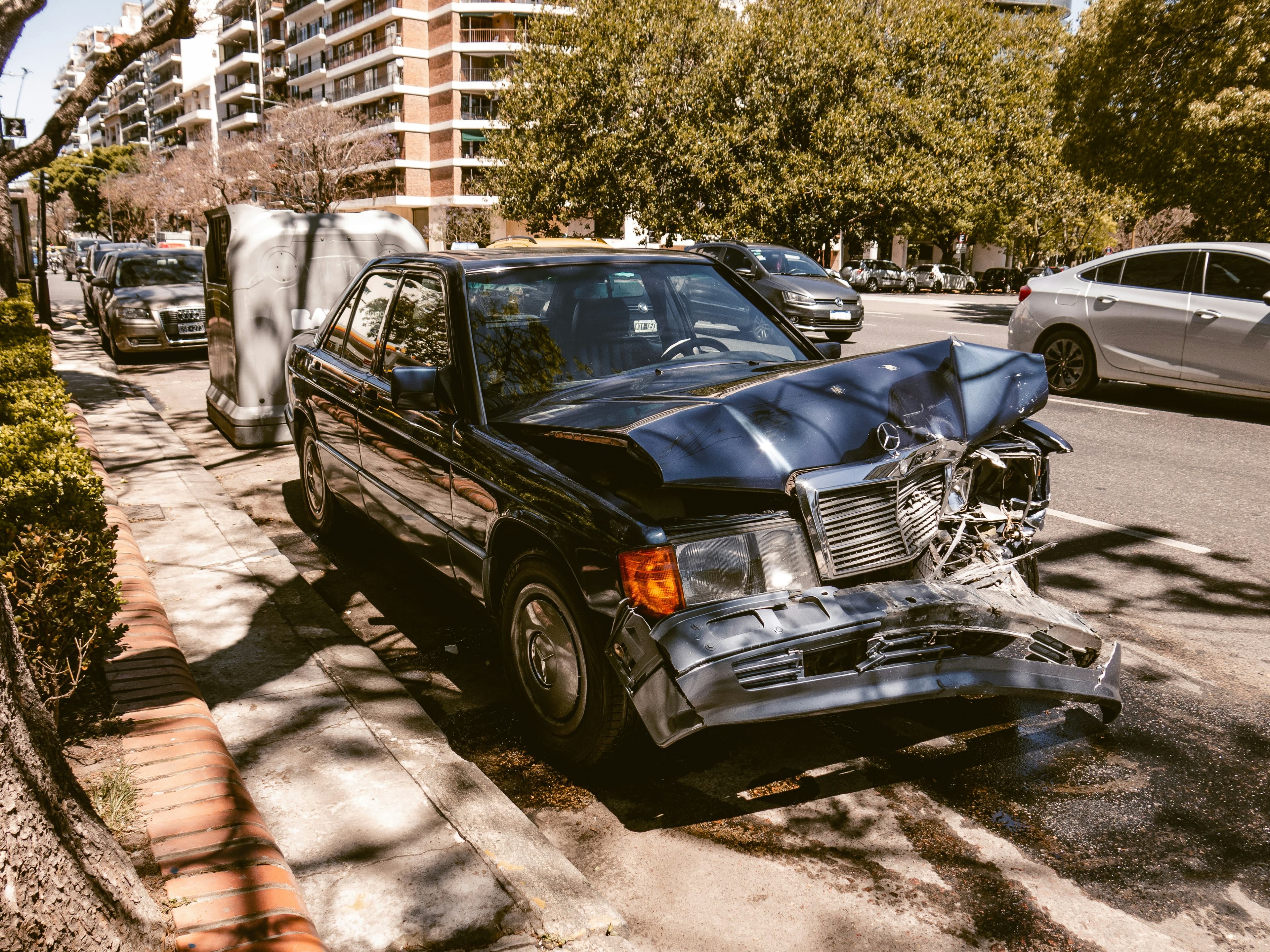A damaged car from an accident, illustrating the aftermath of a collision in Illinois.